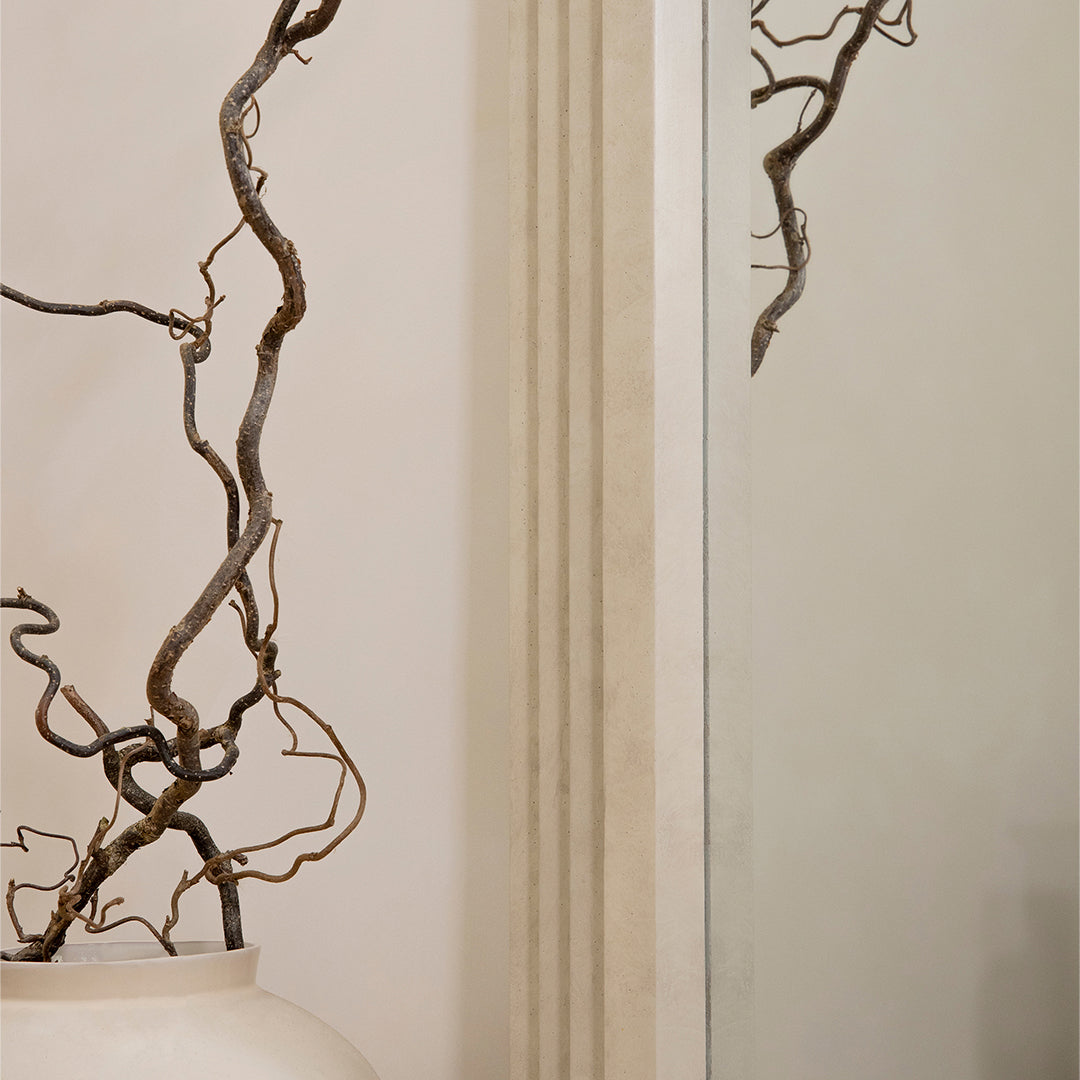 Haus Luciana – Ganzkörperspiegel mit gewölbtem Design in Betonoptik (180 cm x 110 cm)
