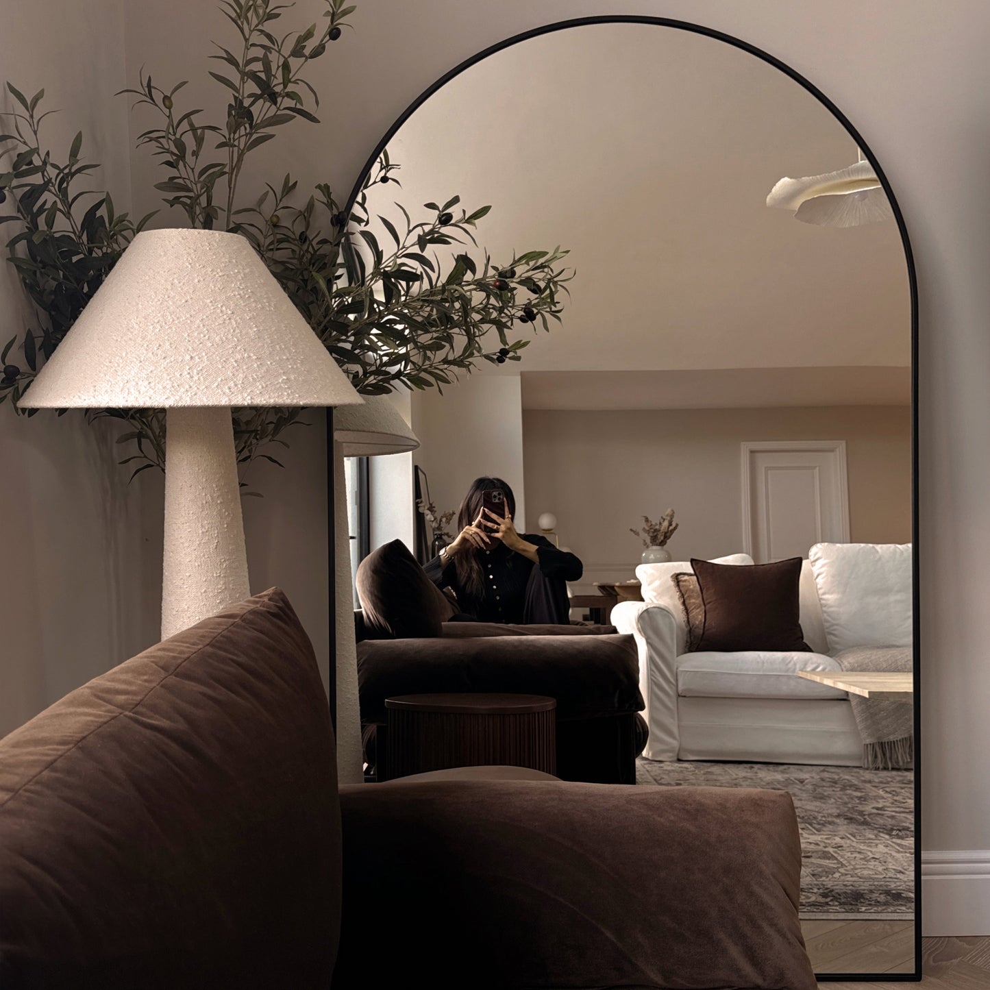 Haus Liberty - Vollkörper-Spiegel aus schwarzem Metall mit gewölbtem Design 180cm x 110cm