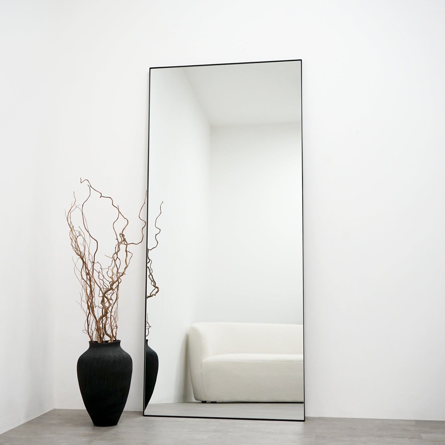 Haus Theo - Großes Rechteckiges Wandspiegel aus Metall Schwarz 179cm x 80cm