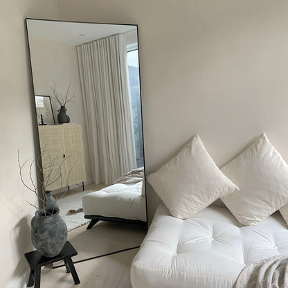 Haus Theo - Großes Rechteckiges Wandspiegel aus Metall Schwarz 179cm x 80cm